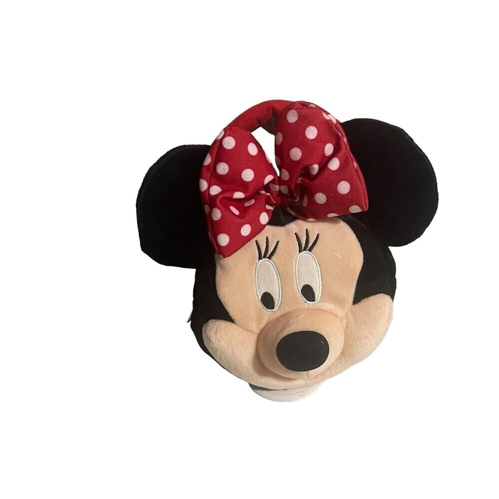 Disney Minnie Mouse Head Plush Coin Purse Handbag Red Handle Bow Money